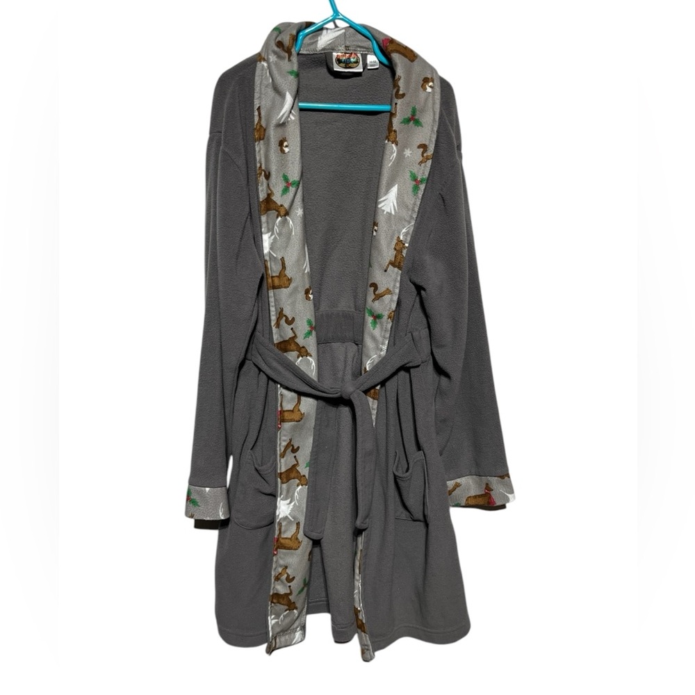 OUTDOOR KIDS BY BASS PRO SHOP BOYS CHRISTMAS PRINT ROBE GRAY‎ 10-12 PRE-OWNED
